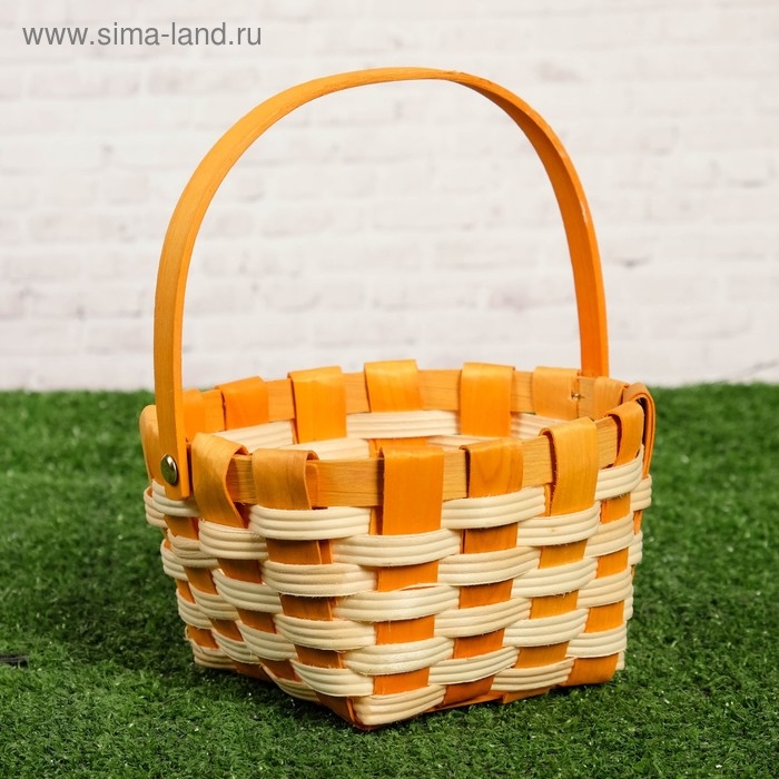 Корзина плетеная, оранжевая,16,5×9,5×20 см, шпон Корзина плетеная, оранжевая,16,5×9,5×20 см, шпон