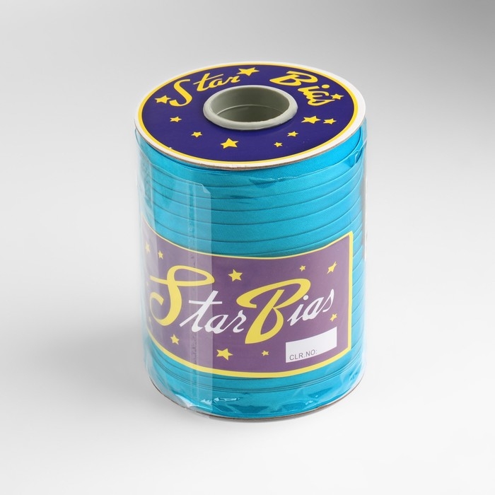 Косая бейка, атласная, 15 мм × 132 ± 1 м, цвет голубой №9077 Косая бейка, атласная, 15 мм × 132 ± 1 м, цвет голубой №9077