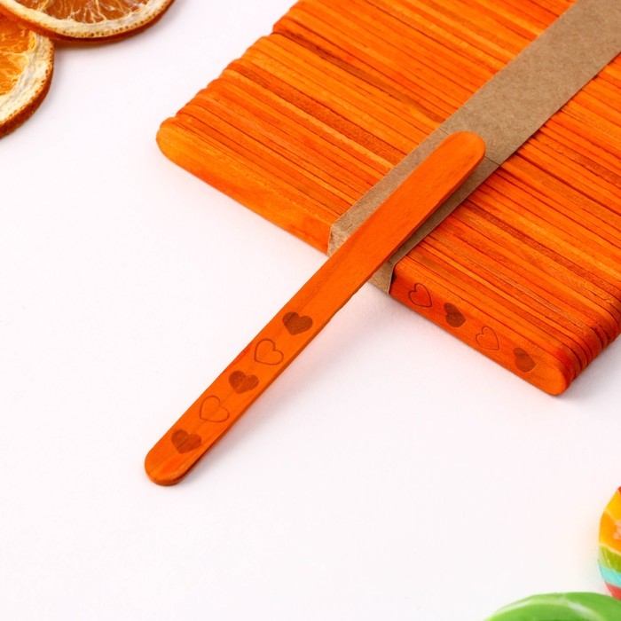 Палочки для мороженого деревянные «Сердечки», набор 50 шт, 11.4 х 1 см Палочки для мороженого деревянные «Сердечки», набор 50 шт, 11.4 х 1 см