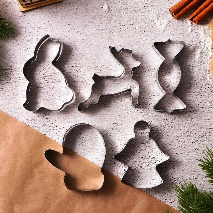 Подарочный набор формочек для печенья KONFINETTA «Зимние приключения»: 10 шт, нержавеющая сталь Подарочный набор формочек для печенья KONFINETTA «Зимние приключения»: 10 шт, нержавеющая сталь