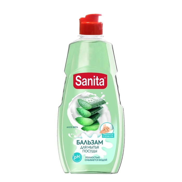 Бальзам для мытья посуды SANITA Pure  Бальзам для мытья посуды SANITA Pure "Алоэ Вера", 450 г