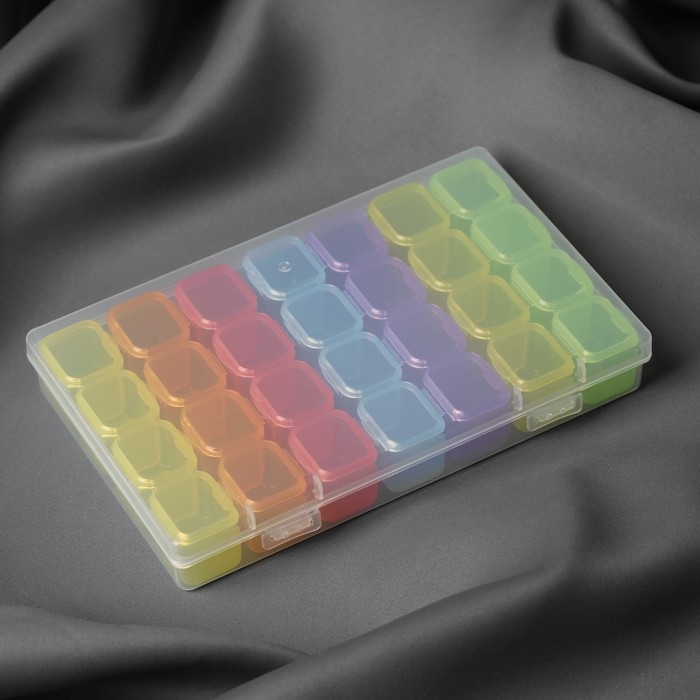 Органайзер для рукоделия, 7 органайзеров по 4 отделения, 17,5 × 10,5 × 2,5 см, цвет МИКС