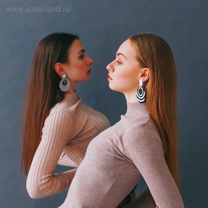 Серьги пластик «Вивьен» спираль-круг, цвет чёрно-белый Серьги пластик «Вивьен» спираль-круг, цвет чёрно-белый