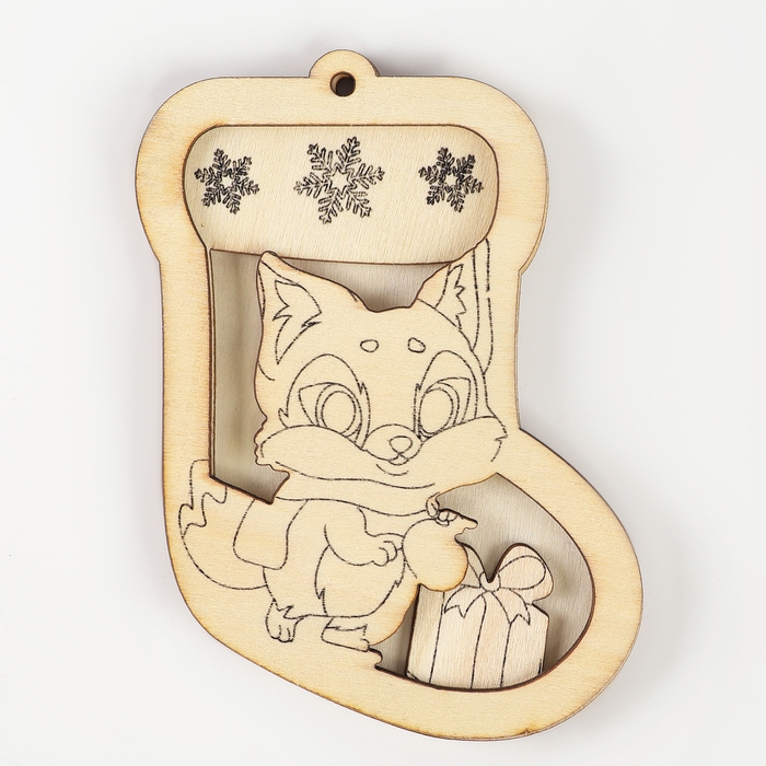 Ёлочная подвеска из дерева своими руками на новый год «Носок», новогодний набор для творчества Ёлочная подвеска из дерева своими руками на новый год «Носок», новогодний набор для творчества