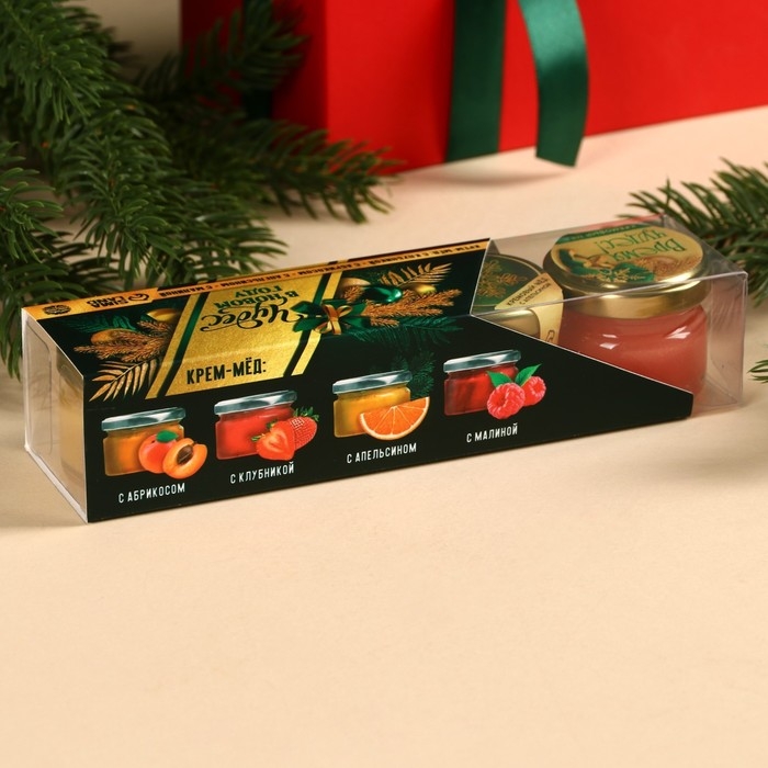 Подарочный набор: крем - мёд «Чудес», вкус: клубника, абрикос, апельсин, малина, 120 г (4 шт. x 30 г). Подарочный набор: крем - мёд «Чудес», вкус: клубника, абрикос, апельсин, малина, 120 г (4 шт. x 30 г).
