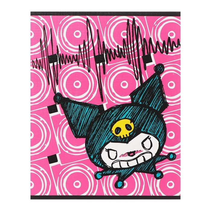 Тетрадь 48 листов в клетку Kuromi, обложка  Тетрадь 48 листов в клетку Kuromi, обложка "лен", УФ-лак, белизна 92%, блок 60 г/м2, МИКС