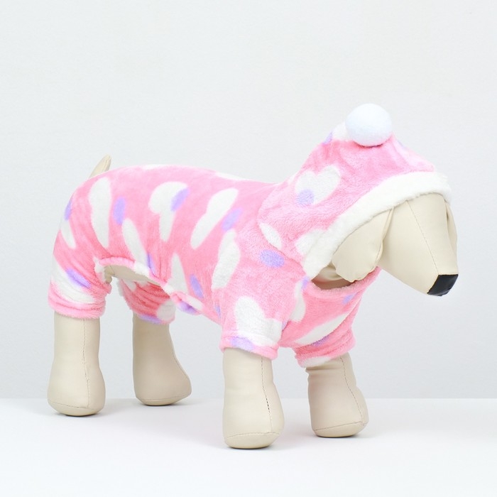 Комбинезон  Комбинезон "Любовь" с капюшоном, размер 2XL (ДС 45 см, ОШ 45 см, ОГ 55 см), розовый