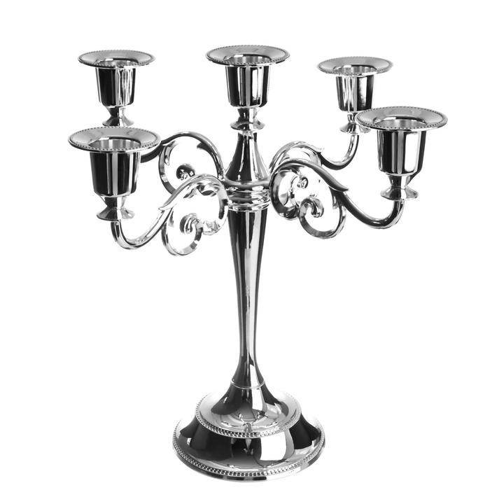 Подсвечник металл на 5 свечей Подсвечник металл на 5 свечей "Лаконичность" цвет хром 26,5х27,5х10 см