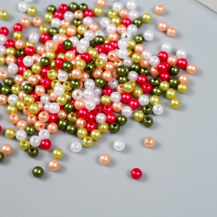Бусины для творчества пластик Бусины для творчества пластик "Новогодние цвета" набор 20 гр d=0,5 см
