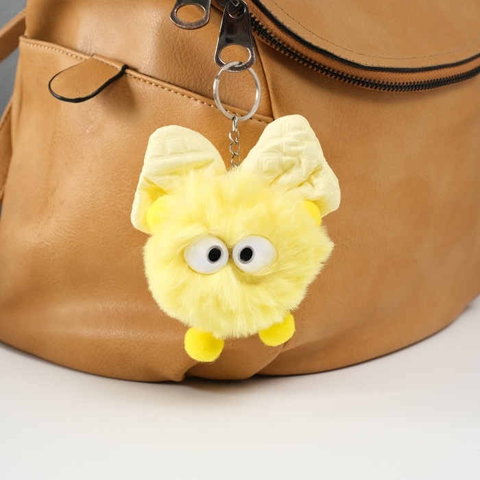 Пушистик на кольце Пушистик на кольце "Мася с большим бантом" жёлтый 12х8х8 см