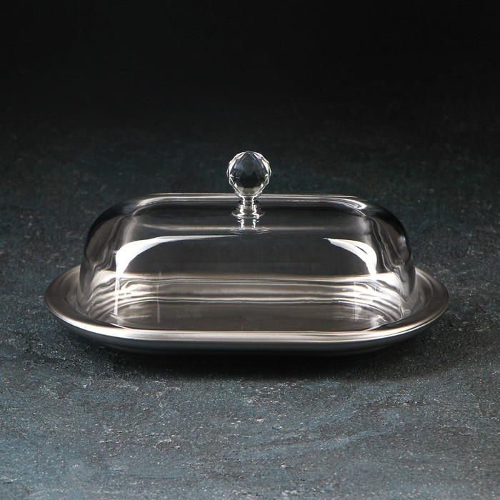 Масленка, 19,8×13,1 см, цвет серебряный Масленка, 19,8×13,1 см, цвет серебряный