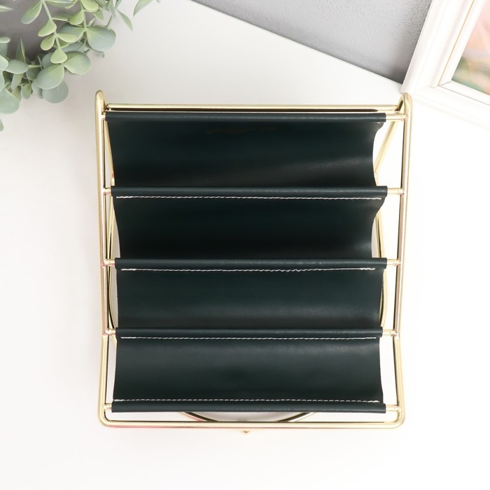 Подставка для мелочей металл, кожзам 4 яруса Подставка для мелочей металл, кожзам 4 яруса "Сканди" чёрная 20,5х20х14,5 см