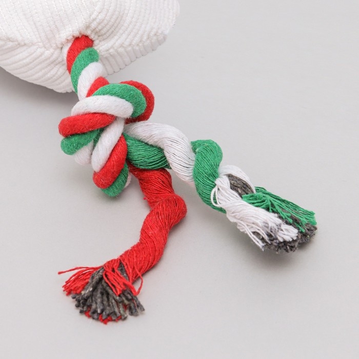 Игрушка мягкая для собак  Игрушка мягкая для собак "Снеговик с канатом" с пищалкой, 39 х 13 см