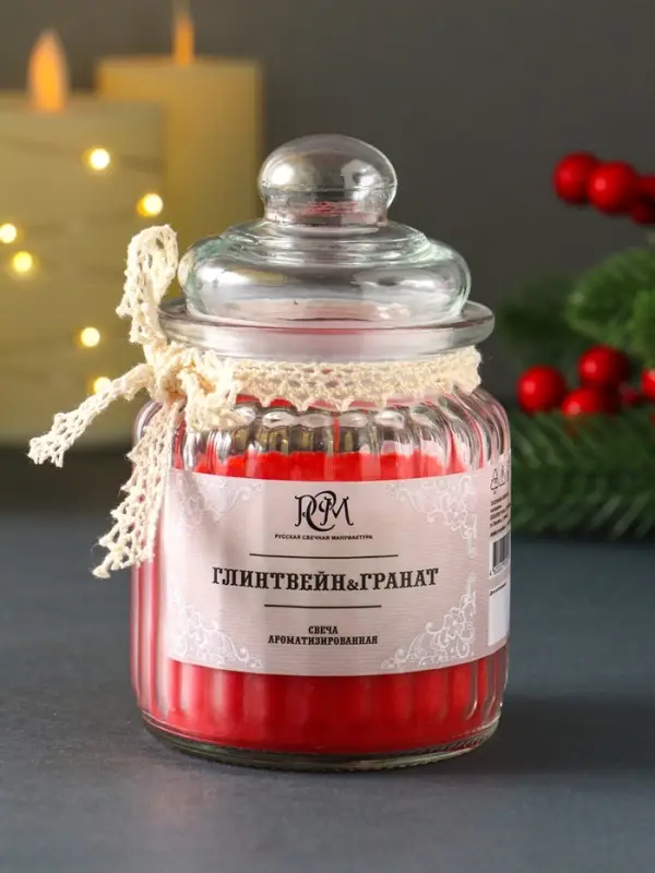 Свеча ароматическая в банке Свеча ароматическая в банке "Глинтвейн&гранат" 45 ч