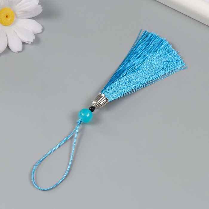 Декор для творчества текстиль Декор для творчества текстиль "Кисть с бусинкой" ярко-синий набор 2 шт 10х1 см