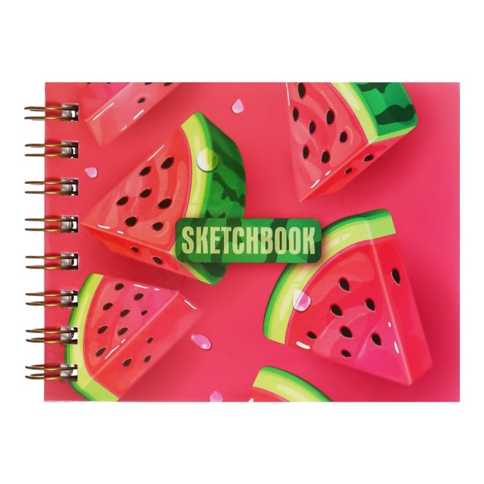 Скетчбук А6, 80 листов на гребне по короткой стороне Скетчбук А6, 80 листов на гребне по короткой стороне "Дольки", твёрдая обложка, блок 100 г/м²