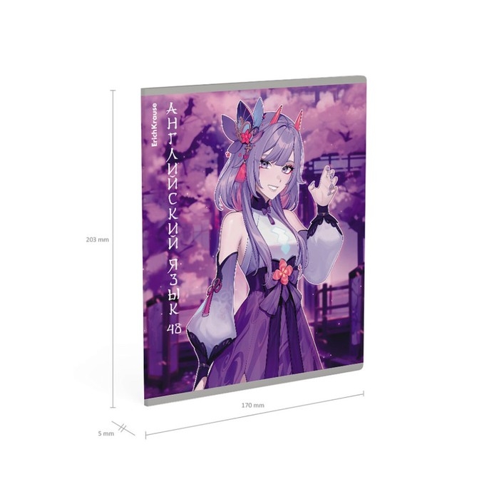 Тетрадь предметная АНГЛИЙСКИЙ ЯЗЫК, 48 листов в клетку, ErichKrause Manga, обложка мелованный картон, твин-лак, блок офсет 100% белизна, инфо-блок