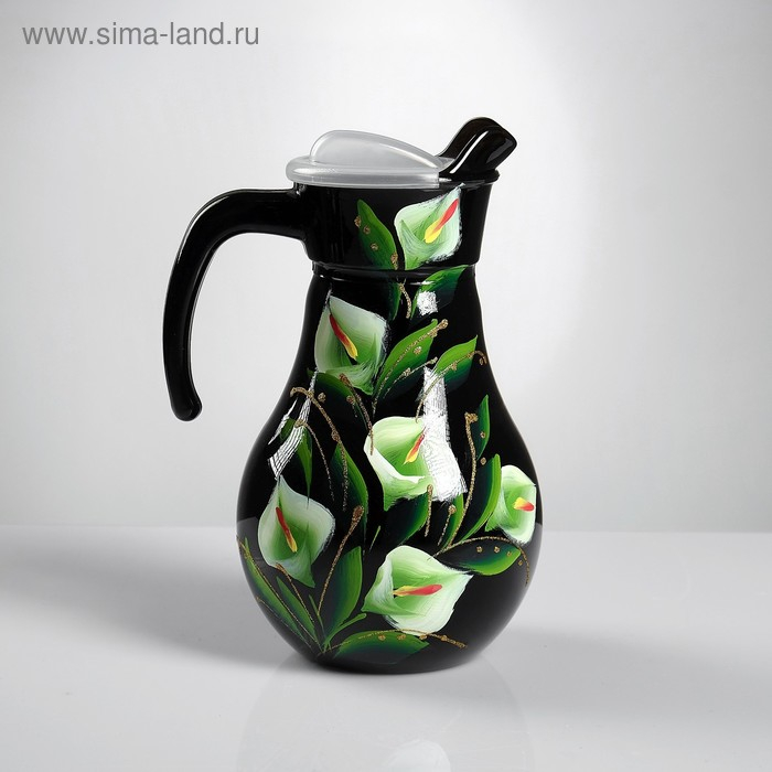 Набор для сока с подносом "Каллы" художественная роспись, 6 стаканов 1250/200 мл