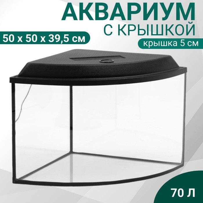 Аквариум Аквариум "Сектор" угловой с крышкой, 70 литров, 50 х 50 х 39,5/44,5 см, чёрный
