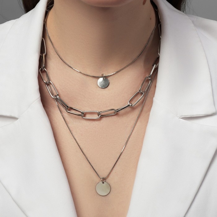 Кулон «Цепь» три нити, цвет серебро, 66 см Кулон «Цепь» три нити, цвет серебро, 66 см