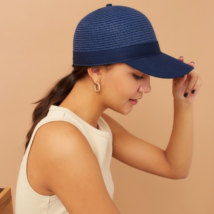 Кепка женская плетеная MINAKU цвет тёмно-синий, размер 56-58 Кепка женская плетеная MINAKU цвет тёмно-синий, размер 56-58