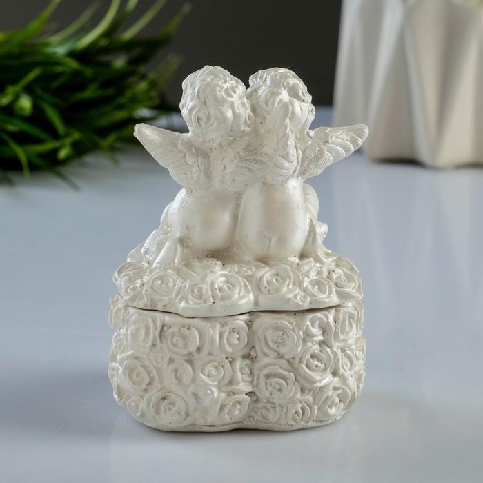 Шкатулка для мелочей Шкатулка для мелочей "Ангел" перламутровая, 9см