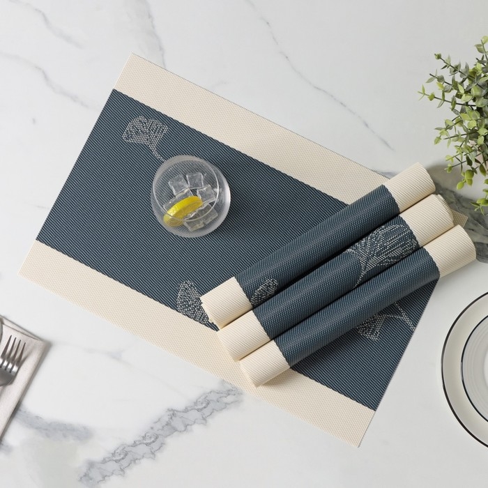 Салфетки сервировочные на стол Доляна «Лилли», 4 шт, 45×30 см, цвет синий Салфетки сервировочные на стол Доляна «Лилли», 4 шт, 45×30 см, цвет синий