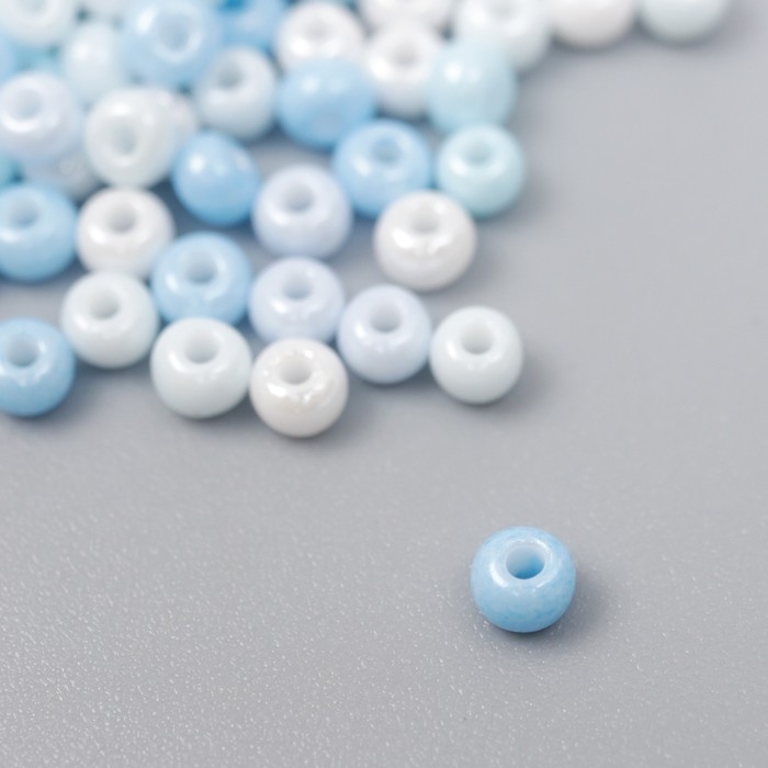 Бисер стекло 8/0  Бисер стекло 8/0 "Перламутр. Меланж голубой" 10 гр