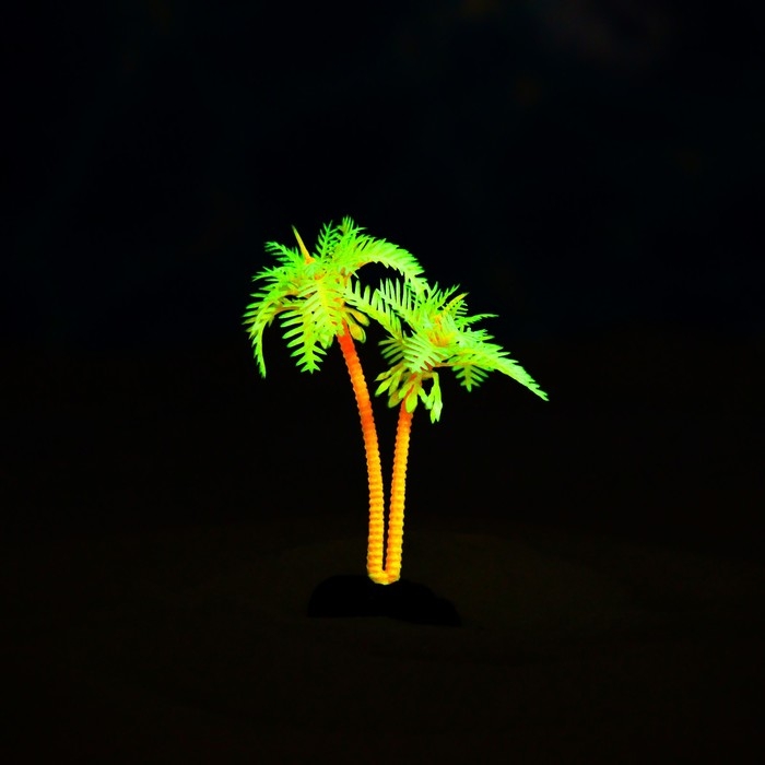 Растение искусственное аквариумное  Растение искусственное аквариумное "Пальма", светящееся, 10 см, красное