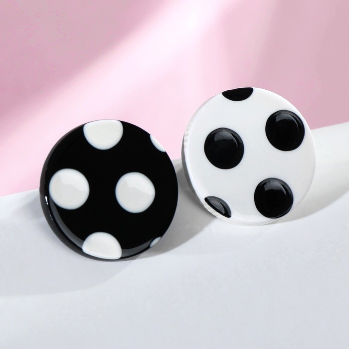 Серьги акрил «Горох» круги, цвет чёрно-белый Серьги акрил «Горох» круги, цвет чёрно-белый