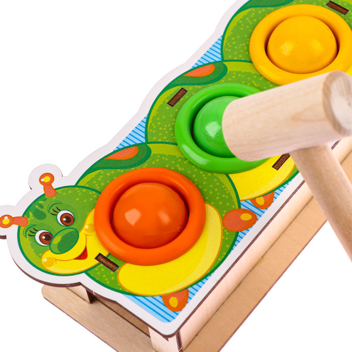 Стучалка-сортер «Гусеница», с молотком, МИКС Стучалка-сортер «Гусеница», с молотком, МИКС