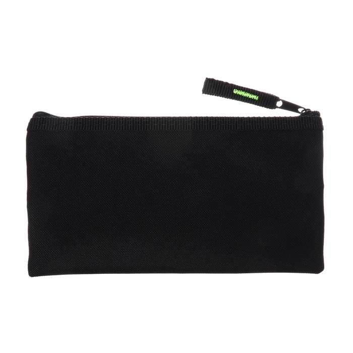 Пенал мягкий, 1 отделение, 105 х 195 мм, плоский, ПМП 09-73, чёрный/салатовый 57440 Пенал мягкий, 1 отделение, 105 х 195 мм, плоский, ПМП 09-73, чёрный/салатовый 57440