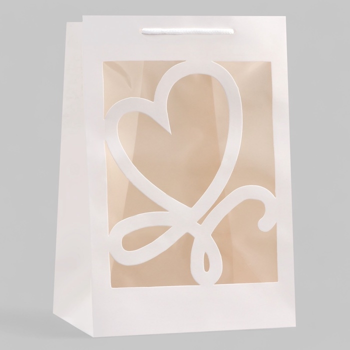 Пакет подарочный с фигурным окном, 20 х 16 х 30 см, белый Пакет подарочный с фигурным окном, 20 х 16 х 30 см, белый