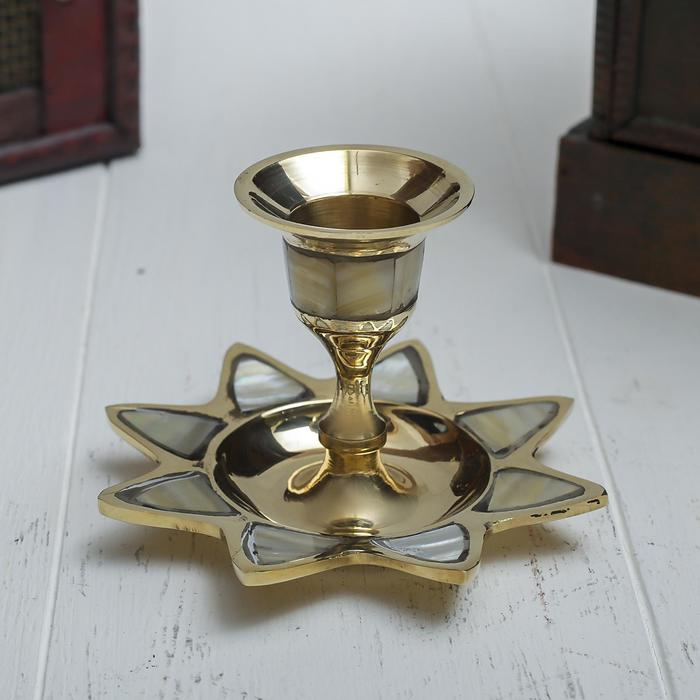 Подсвечник с перламутром  Подсвечник с перламутром "Звезда" на 1 свечу, латунь 9,5х9,5х6,5 см