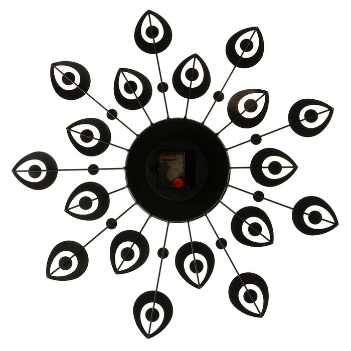 Часы настенные, серия: Ажур,  Часы настенные, серия: Ажур, "Чёрные лепестки", плавный ход, d-15 см, 47 х 47 см