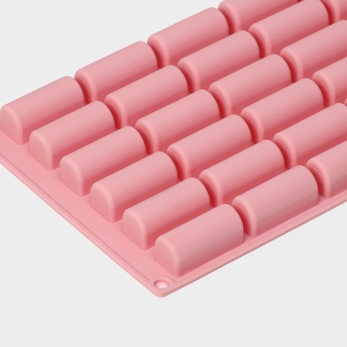 Форма для конфет и шоколада Доляна «Батончик», силикон, 28×17,5×2 см, 30 ячеек (4,3×1,7 см), цвет розовый Форма для конфет и шоколада Доляна «Батончик», силикон, 28×17,5×2 см, 30 ячеек (4,3×1,7 см), цвет розовый