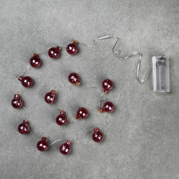 Гирлянда «Нить» 1.6 м с насадками «Шарики с розовым конфетти», IP20, серебристая нить, 15 LED, батарейки ААх2 (нет в комплекте), свечение тёплое белое Гирлянда «Нить» 1.6 м с насадками «Шарики с розовым конфетти», IP20, серебристая нить, 15 LED, батарейки ААх2 (нет в комплекте), свечение тёплое белое