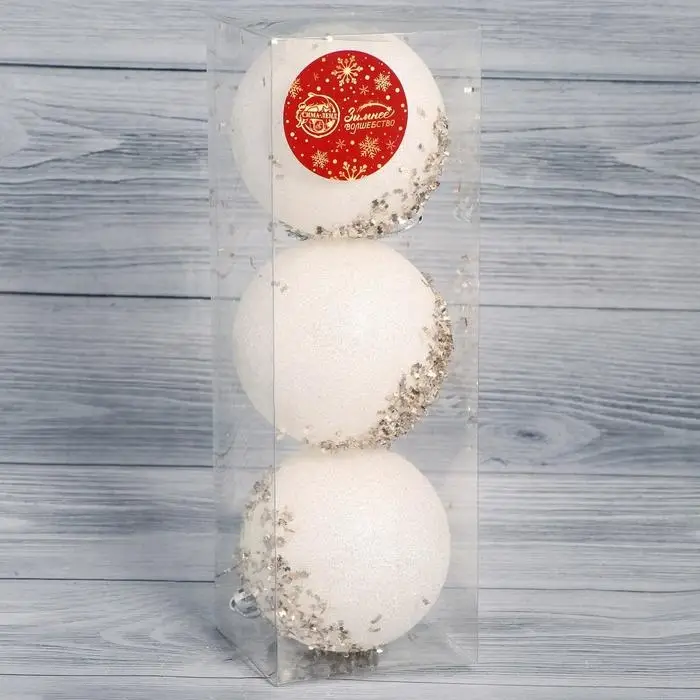 Ёлочные игрушки «Новелла блеск», шары новогодние, d=8 см, 3 шт., золото