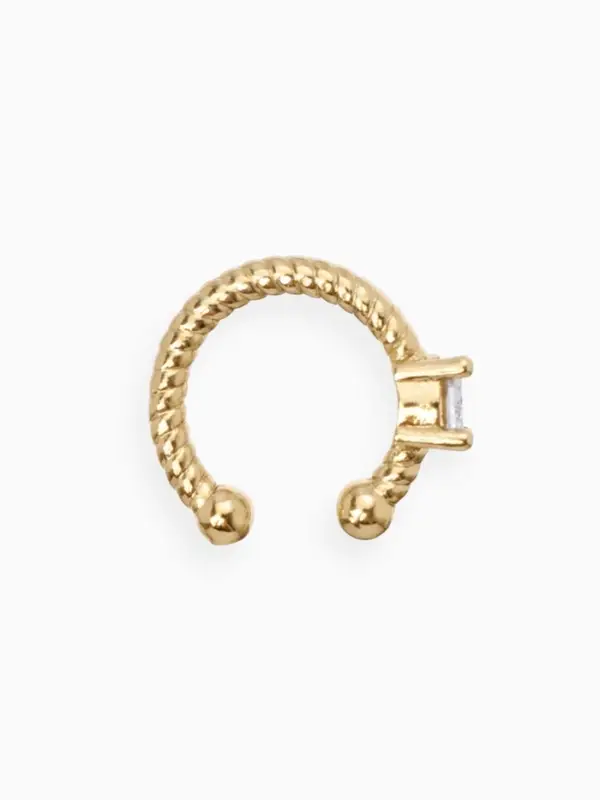 Серьга кафф &laquo;Драгоценность&raquo;, белая в золоте