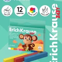 Пластилин мягкий 12 цветов, 180 г, ErichKrause Baby, на растительной основе, с алоэ вера, европодвес