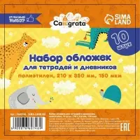 Набор обложек ПЭ 10 штук, 210&times;350 мм, 150 мкм, для тетрадей и дневников (в мягкой обложке)