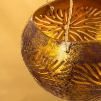 Подсвечник подвесной из кокоса, 14×14×10 см, золотой