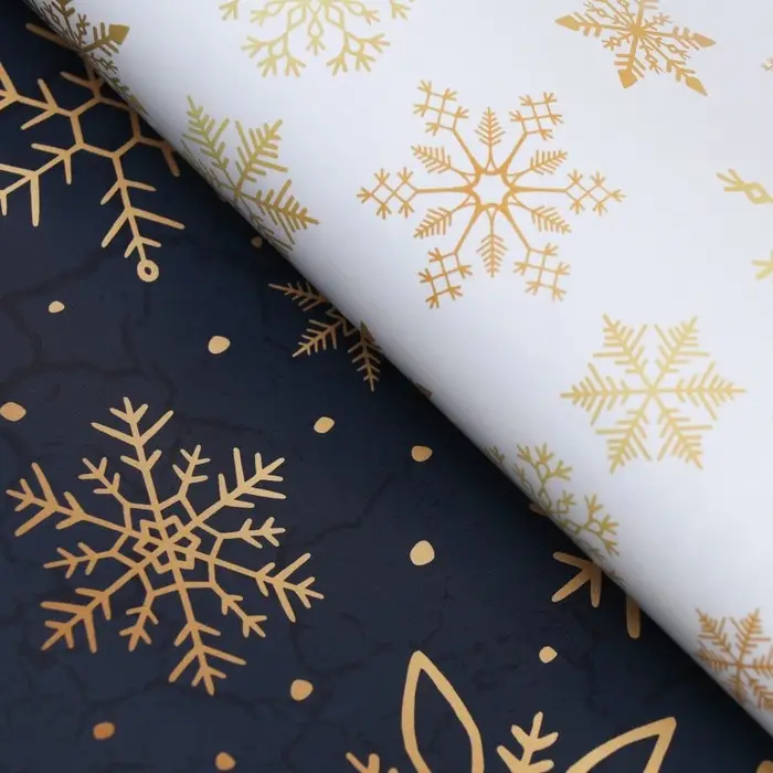 Бумага упаковочная глянцевая «Снежинки», двусторонняя,70×100 см