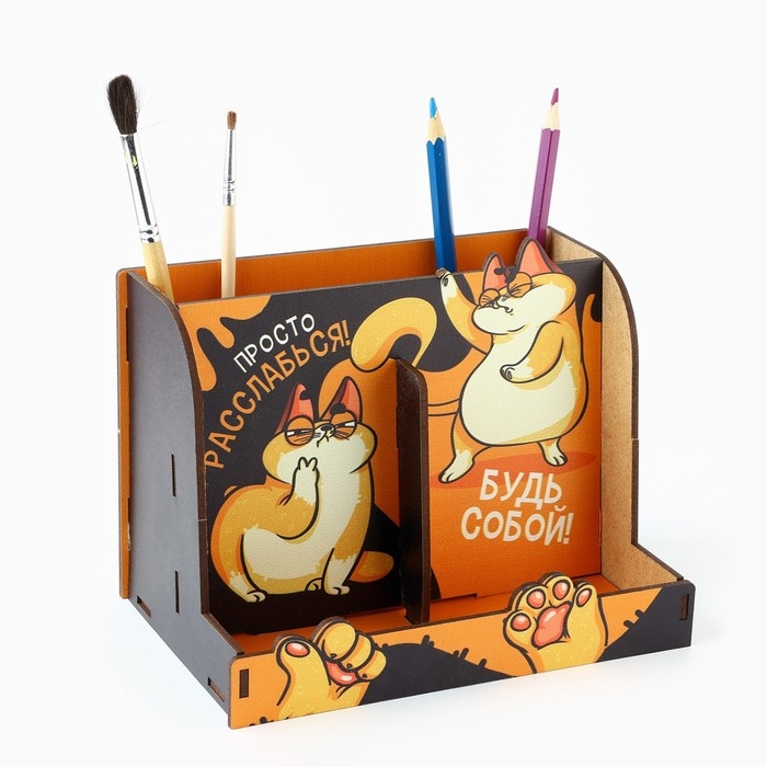 Органайзер для канцелярии, настольный, с местом под телефон «Рыжий кот» Органайзер для канцелярии, настольный, с местом под телефон «Рыжий кот»