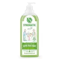 Средство для мытья посуды Synergetic, антибактериальный гель, биоразлагаемый, сочное яблоко, 1 л
