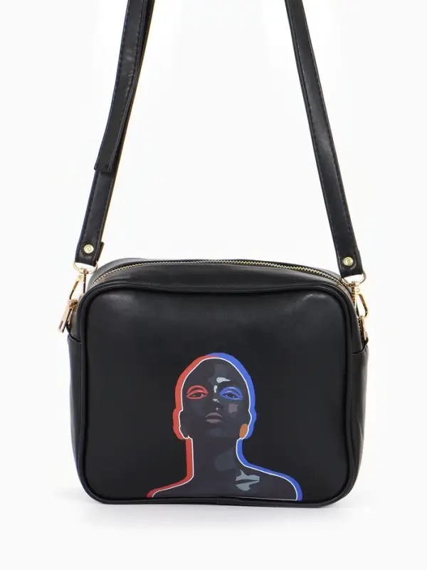 Сумка женская на молнии TEXTURA, 22&times;8&times;17 см, с цветным принтом, чёрная