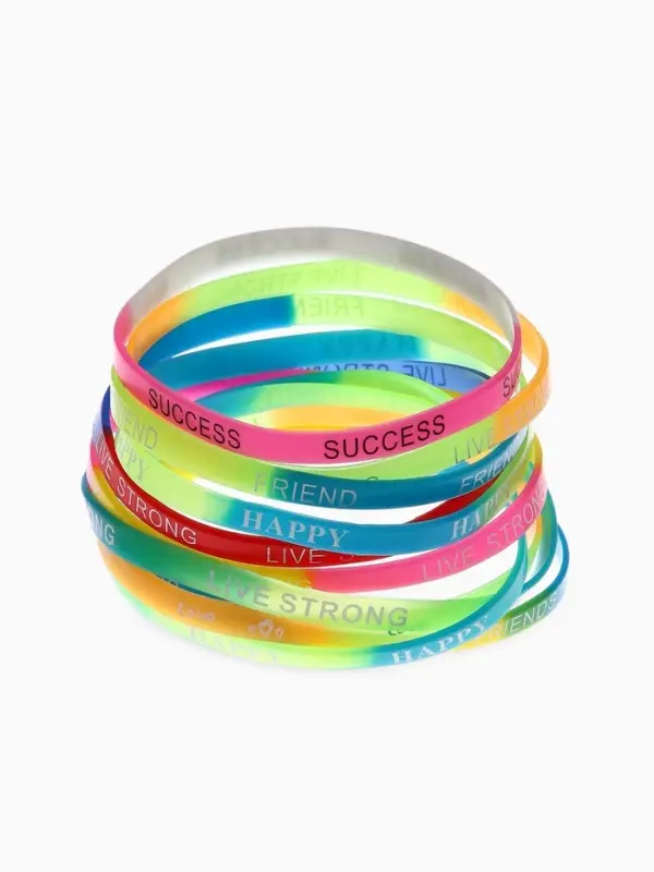Силиконовый браслет &laquo;Настроение&raquo;, набор 10 шт. цвет МИКС, 6 см