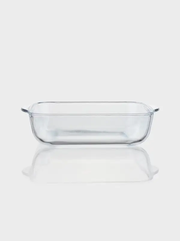 Форма для запекания Paşabah&ccedil;e Borcam, 2 л, 25.6&times;22 см, с крышкой, квадратная, жаропрочное стекло, прозрачная