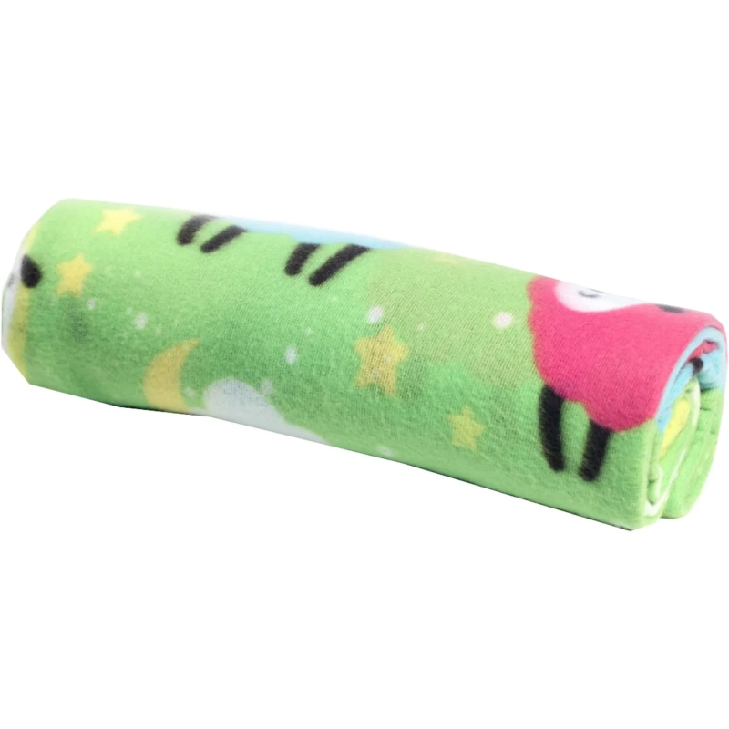 Плед флис ,&nbsp;130 X150 см, 120 гр/м2 , Барашки на салатовом