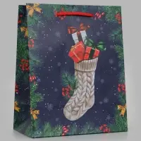 Пакет подарочный &laquo;Новогодний носок с подарками&raquo;, 18&times;10&times;22.3 см